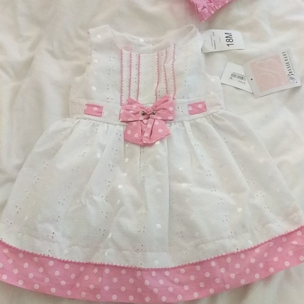 Pink and white eyelet toddler dress